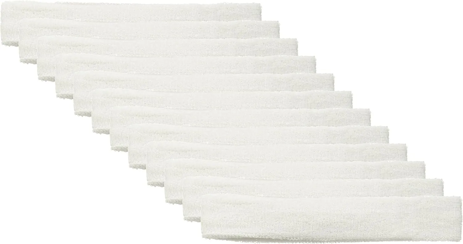 12 Sweatbands Cotton Sports Headbands Terry Cloth Moisture Wicking Athletic Basketball Headband by Kenz Laurenz
