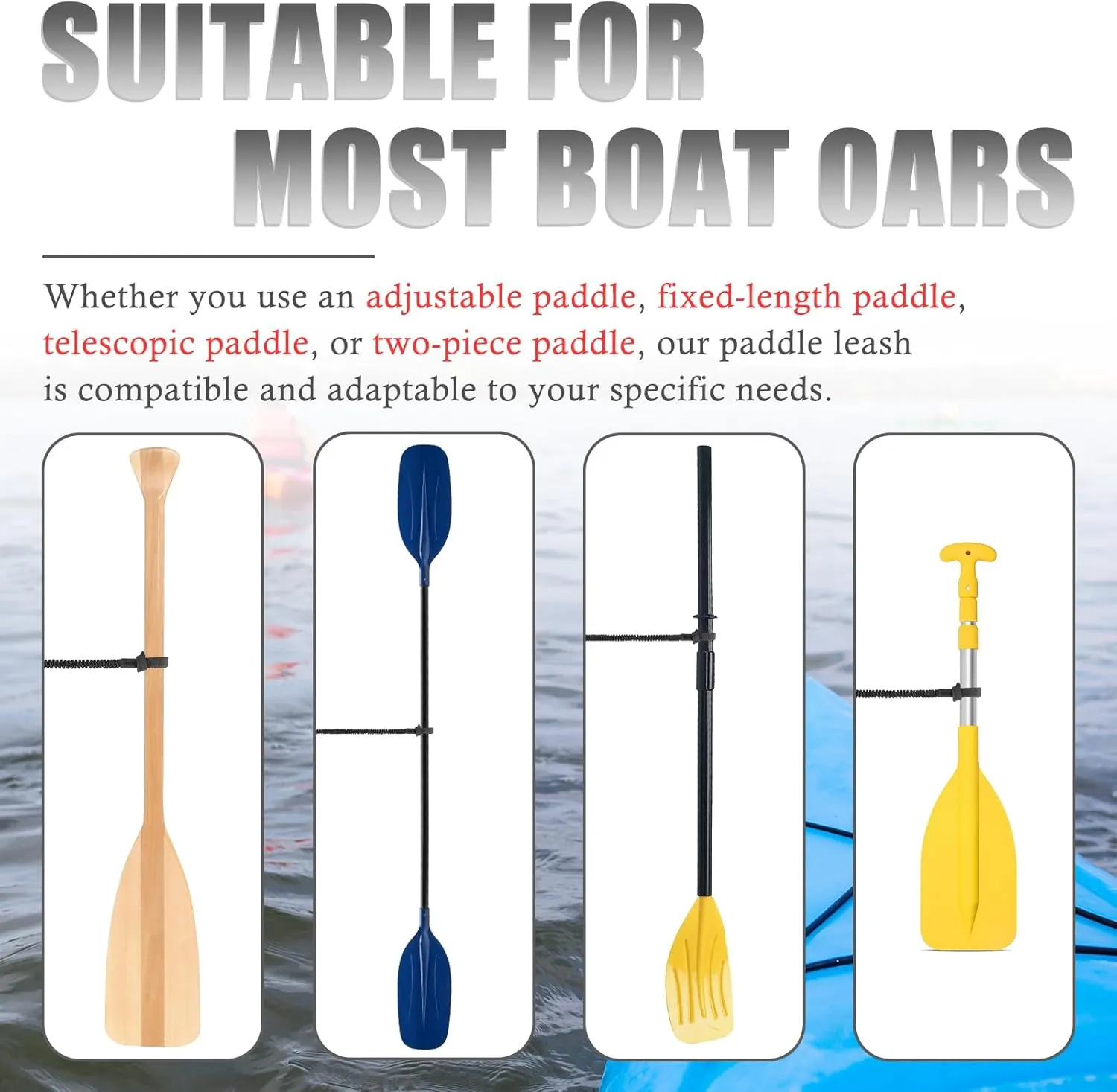 1/2/4 Pack Kayak Paddle Board Tether Leash Stretchable Strap Lanyard Rope, 3.3-7 Feet with Carabiner for SUP Kayaking Boating Canoeing Fishing Pole Rod or Other Gear