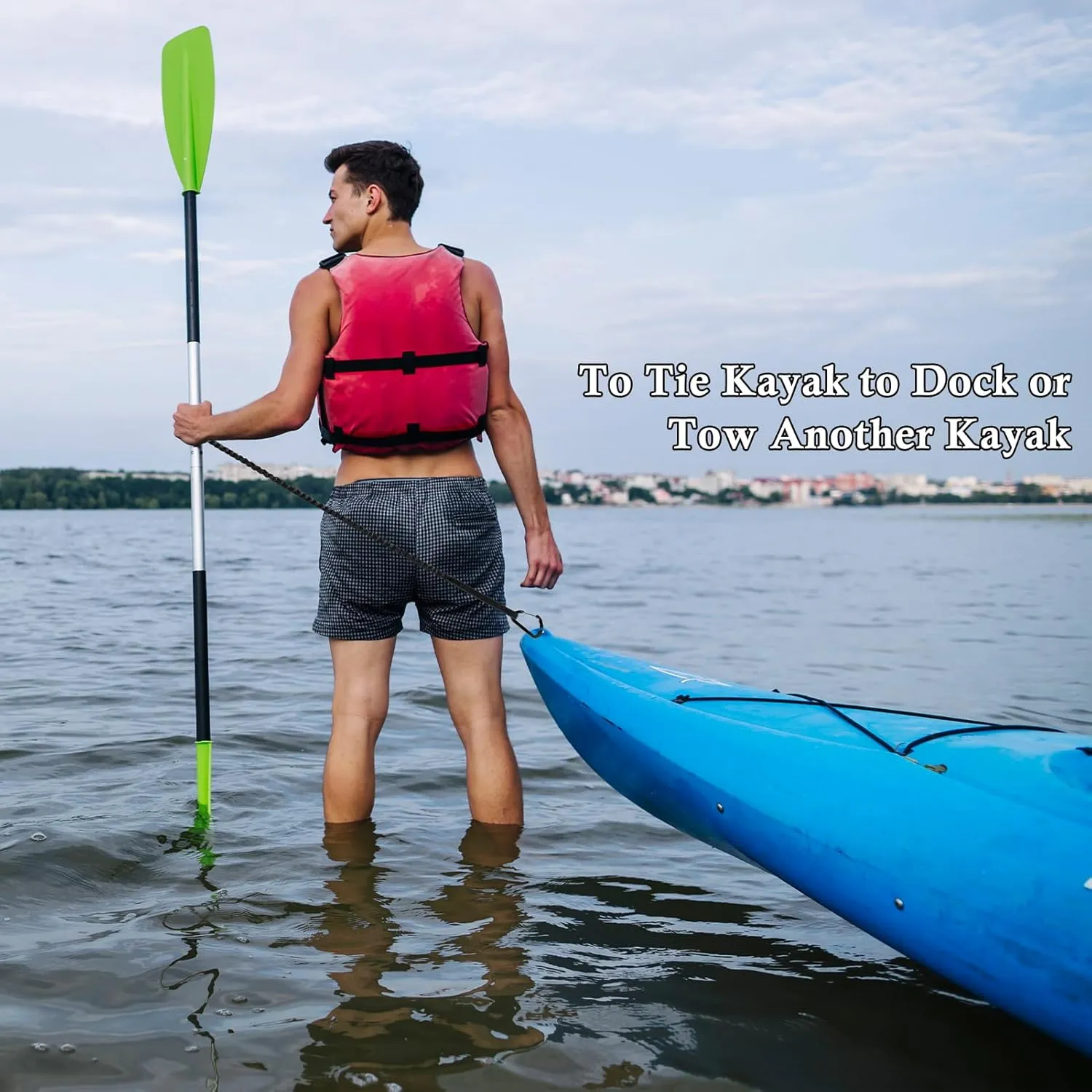 1/2/4 Pack Kayak Paddle Board Tether Leash Stretchable Strap Lanyard Rope, 3.3-7 Feet with Carabiner for SUP Kayaking Boating Canoeing Fishing Pole Rod or Other Gear