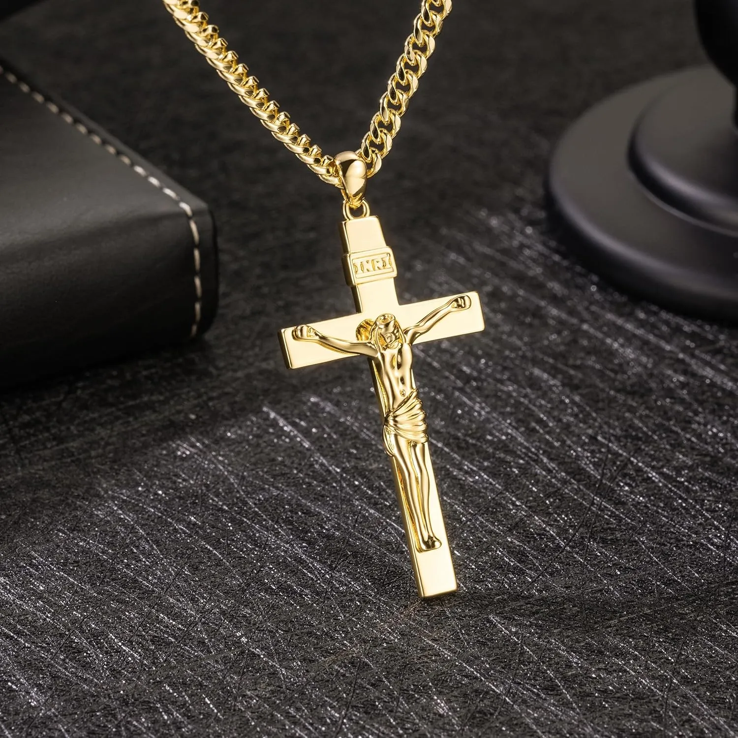 14K Gold Cross Necklaces for Men Gold Chain for Mens Cross Necklace Versatile and Timeless Crucifix Necklace for Men 20", 22", 24"