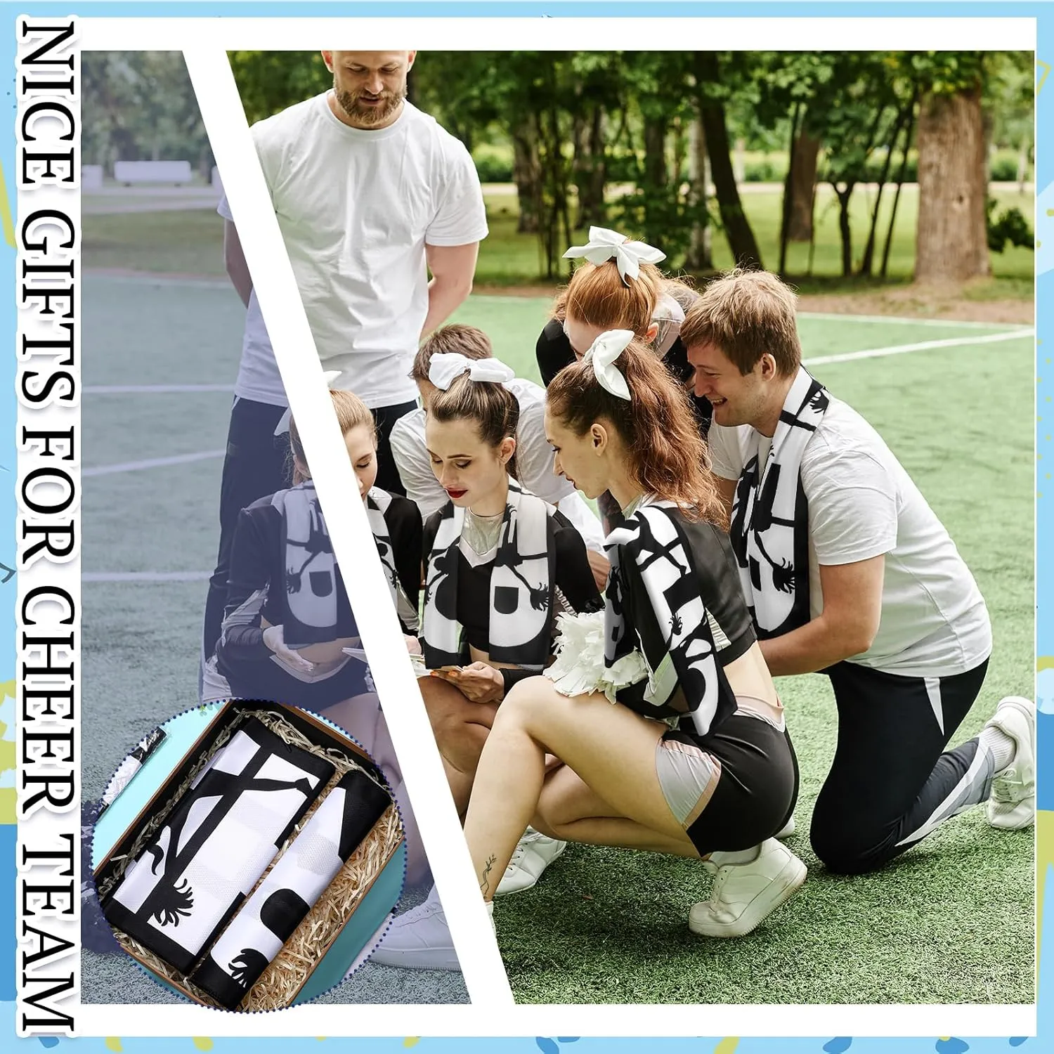 24 Pack Black Cheerleader Cooling Towel Cheer Gifts Bulk for Team Cheer Sports Towels with Bags 40" x 12" Breathable Chilly Microfiber for Sport Team Cheerleader Gift