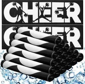 24 Pack Black Cheerleader Cooling Towel Cheer Gifts Bulk for Team Cheer Sports Towels with Bags 40" x 12" Breathable Chilly Microfiber for Sport Team Cheerleader Gift