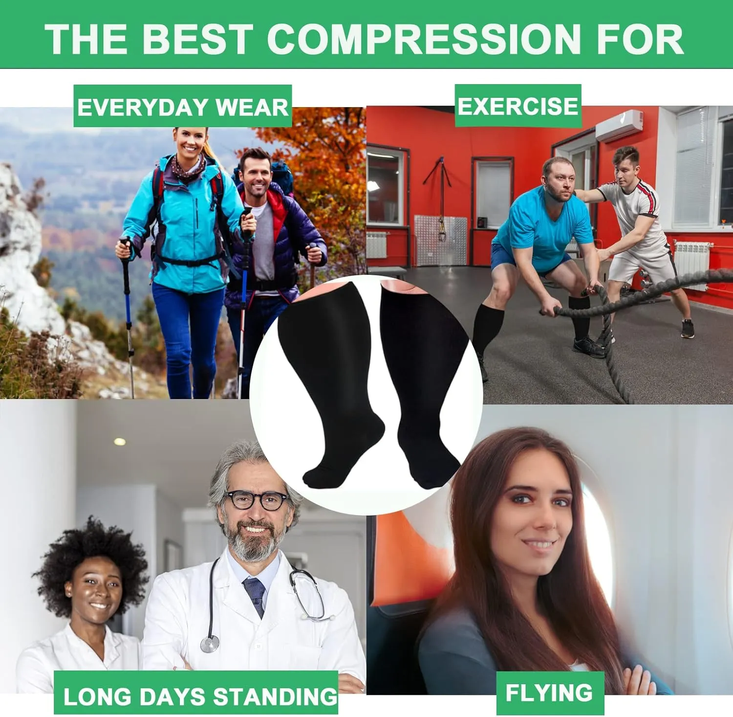 3 Pairs Plus Size Compression Socks for Women and Men Wide Calf 20-30mmhg Extra Large Knee High Support for Circulation
