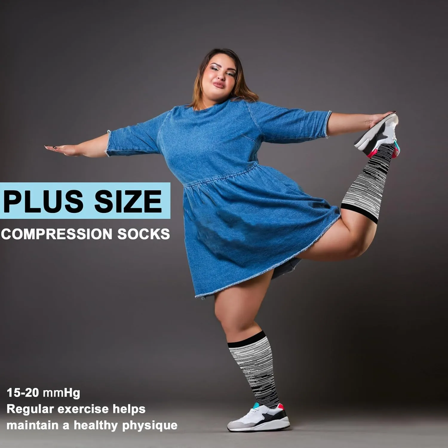 3 Pairs Plus Size Compression Socks for Women and Men Wide Calf 20-30mmhg Extra Large Knee High Support for Circulation