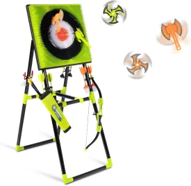 5 in 1 Axe Throwing Bristle Target for Backyard, Axe Throw & Lawn Dart Target Sets for Team Battles with 4 Axes 4 Stars 4 Darts 4 Lawn Darts 6 Arrows Indoor/Outdoor Games Competition-Ready Set