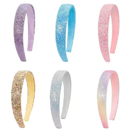 6pcs Glitter Headbands for Girls, Sparkly Non-Slip Hair Accessories for Kids, Women, Perfect for Parties, School, Daily Wear