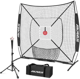6'X6' Baseball Softball Practice Net with Batting Tee, Bonus Strike Zone Target and Bow Frame, for Hitting, Pitching, Catching