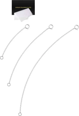 925 Sterling Silver Necklace Extender Sterling Silver Necklace Chain Extenders for Women Chain Bracelet Anklet Jewelry Extension for Necklaces, 3 Piece Set (2, 4, 6 Inches)