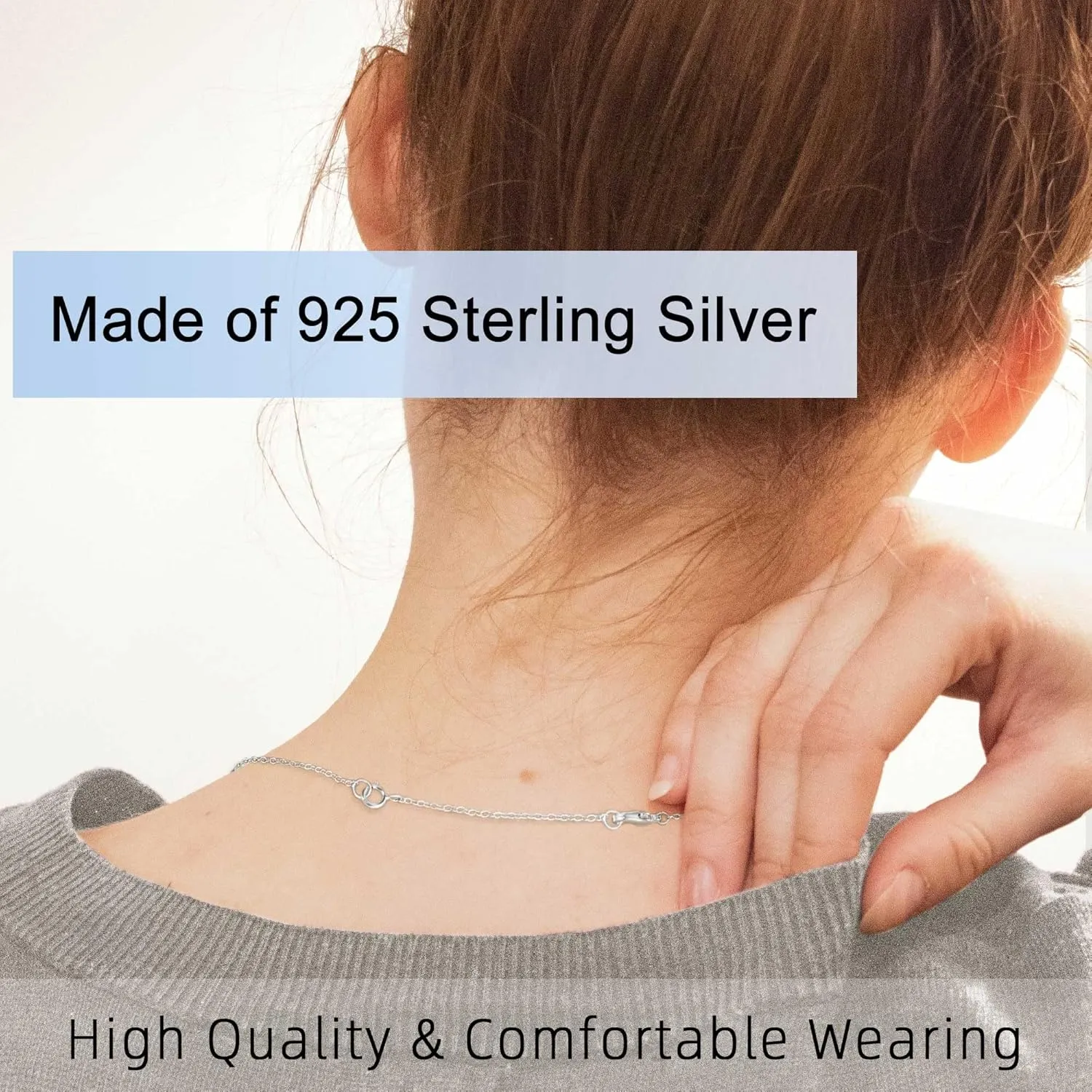 925 Sterling Silver Necklace Extender Sterling Silver Necklace Chain Extenders for Women Chain Bracelet Anklet Jewelry Extension for Necklaces, 3 Piece Set (2, 4, 6 Inches)