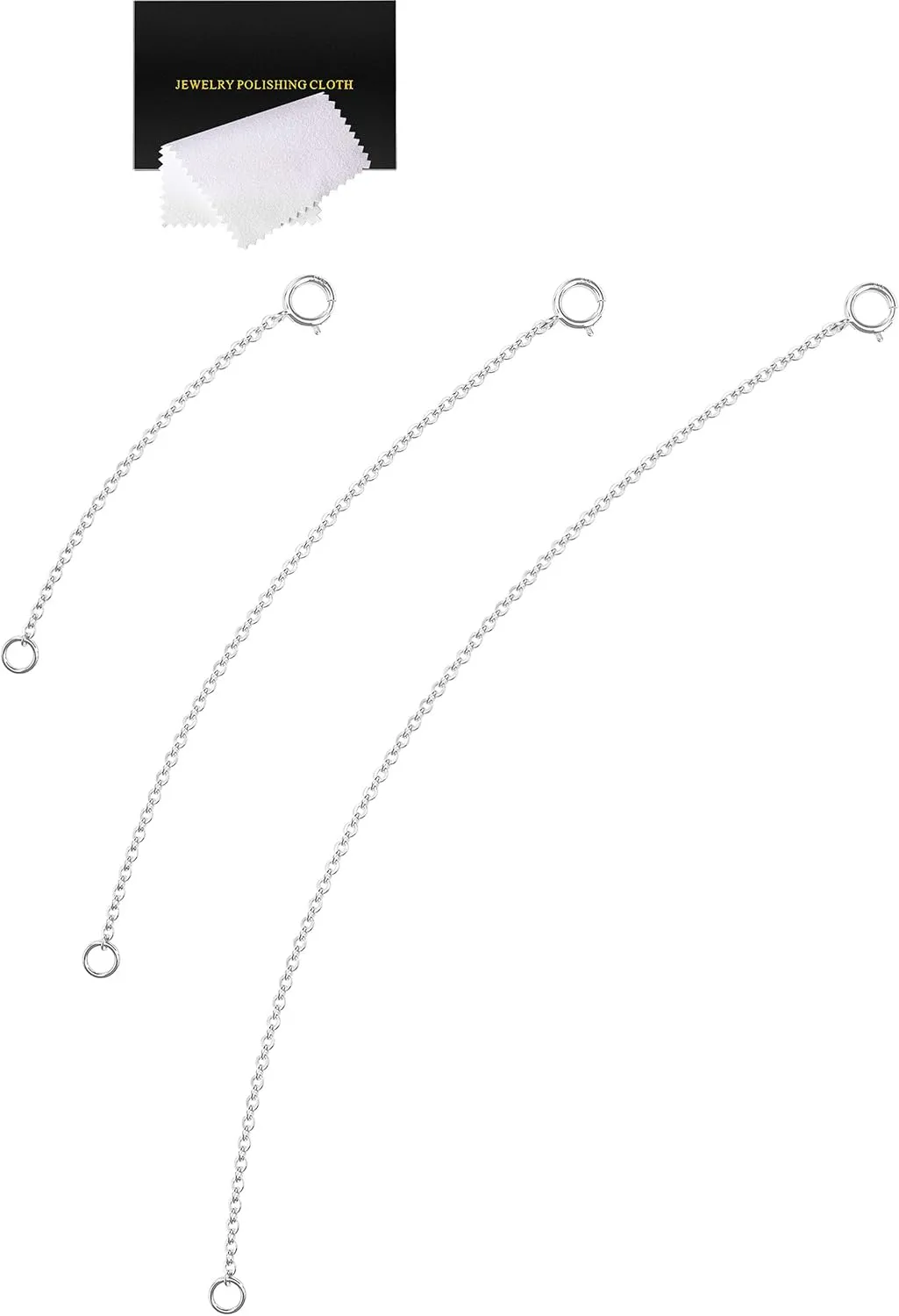925 Sterling Silver Necklace Extender Sterling Silver Necklace Chain Extenders for Women Chain Bracelet Anklet Jewelry Extension for Necklaces, 3 Piece Set (2, 4, 6 Inches)