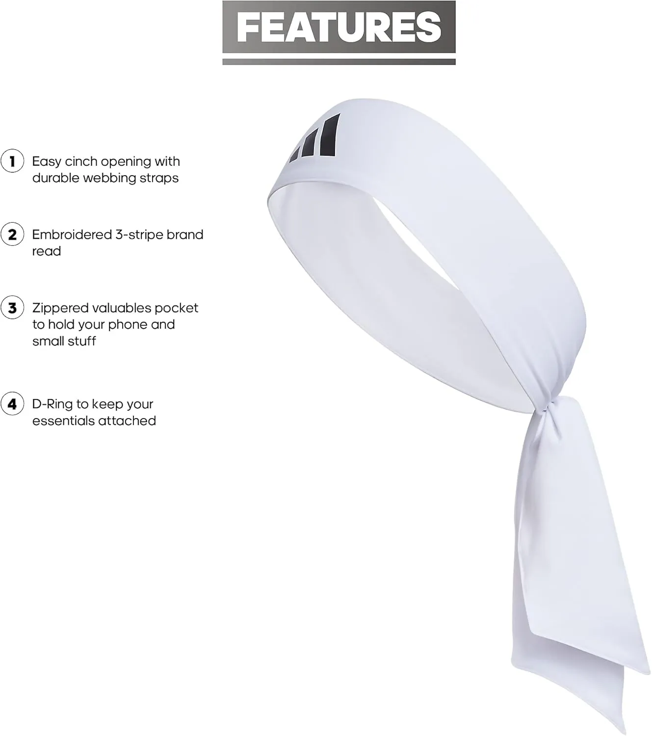 adidas Unisex Alphaskin Tie Workout Headband for Women and Men, Mesh Moisture-Wicking Sports Headbands for Girls and Boys