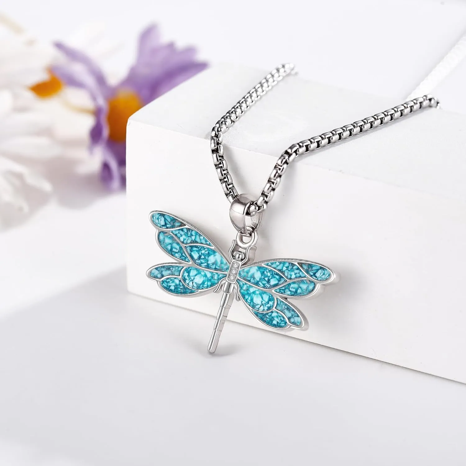 Animal Necklace 925 Sterling Silver Turquoise Horse/Hummingbird/Butterfly/Dragonfly/Phoenix/Turtle/Owl Pendant Jewelry Gifts for Women Men