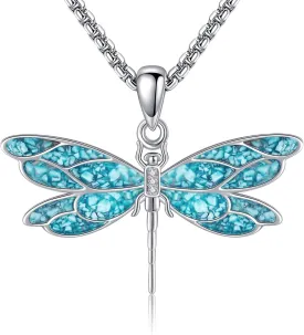 Animal Necklace 925 Sterling Silver Turquoise Horse/Hummingbird/Butterfly/Dragonfly/Phoenix/Turtle/Owl Pendant Jewelry Gifts for Women Men