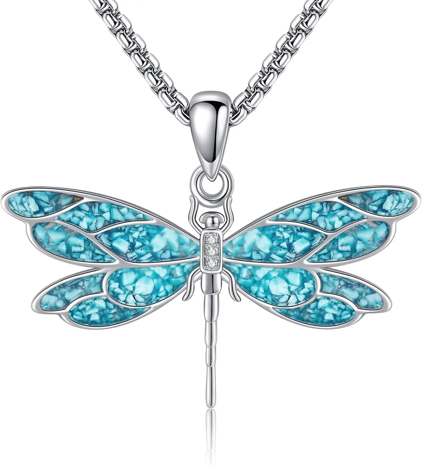 Animal Necklace 925 Sterling Silver Turquoise Horse/Hummingbird/Butterfly/Dragonfly/Phoenix/Turtle/Owl Pendant Jewelry Gifts for Women Men