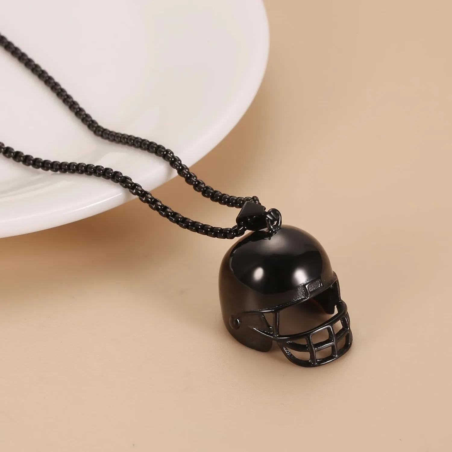 Ashes Keepsake Necklace For Men Stainless Steel Football Helmet Cremation Urn Jewelry For Ashes Of Loved Ones Sports Memorial Pendant