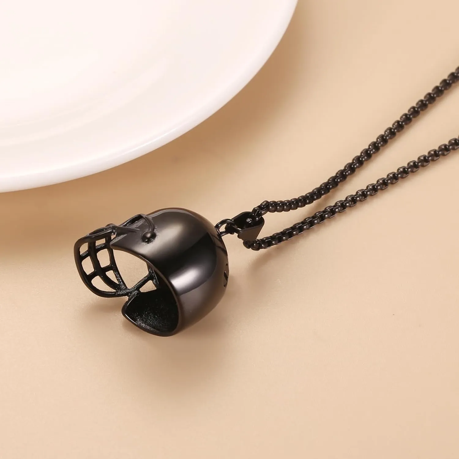 Ashes Keepsake Necklace For Men Stainless Steel Football Helmet Cremation Urn Jewelry For Ashes Of Loved Ones Sports Memorial Pendant
