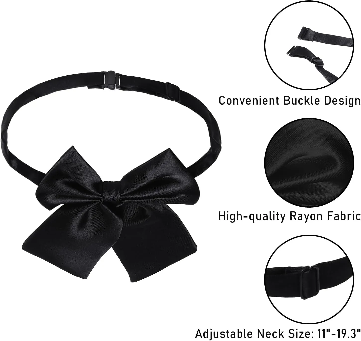 AWAYTR Ladies Adjustable Pre tied Bowtie - Solid Color Bow Ties for Women