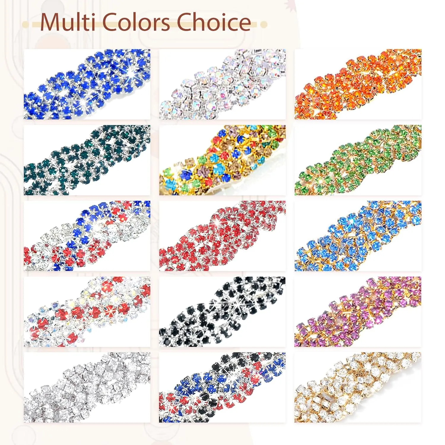 Barode Rhinestone Headband Colorful Head Chain Jewelry Sparkly Elastic Gold Hairband Forehead Crystal Braided Bands for Women