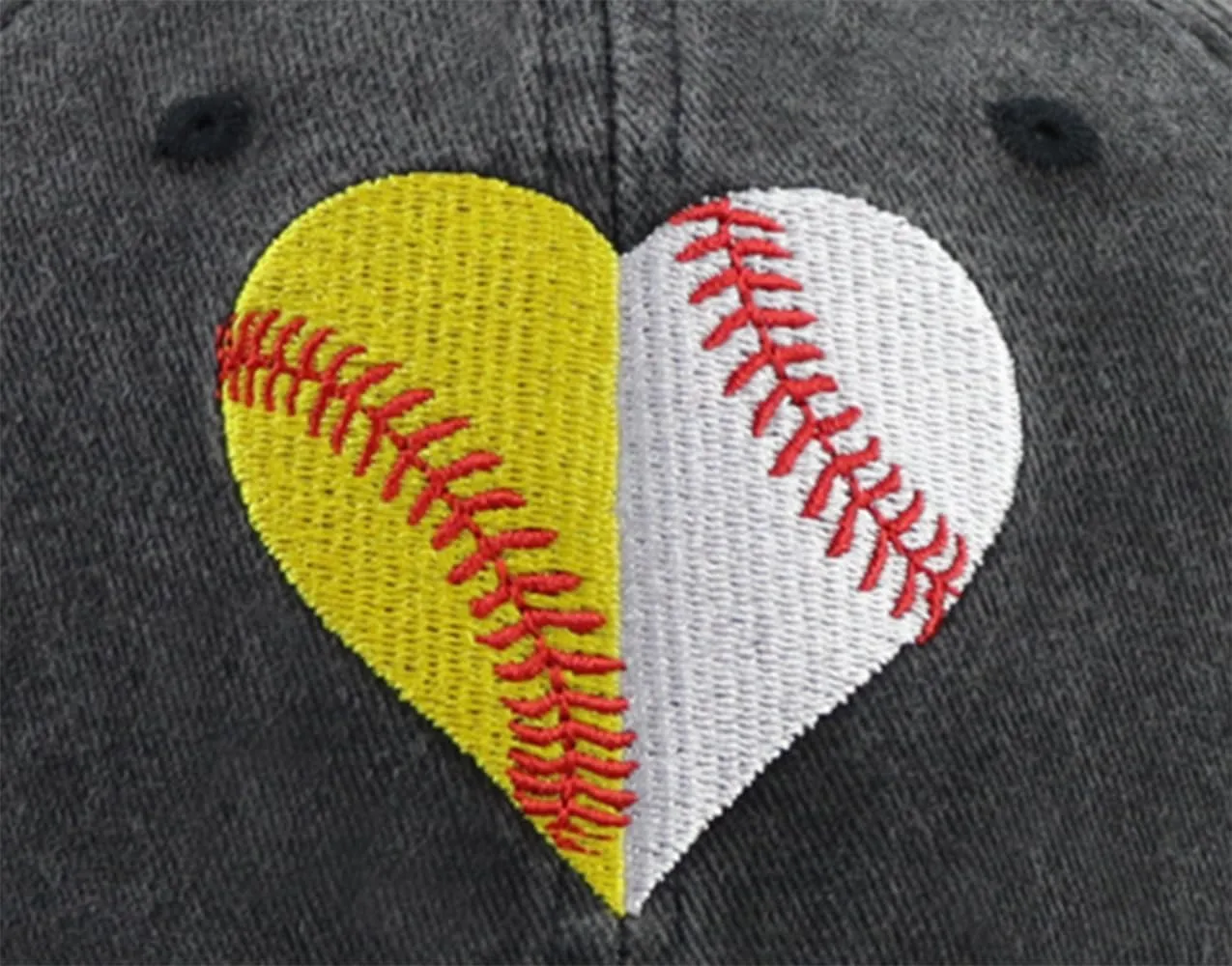 Baseball Softball Hat for Women, Funny Adjustable Cotton Sport Heart Baseball Cap