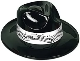 Beistle 66036-BK Plastic Fedora Hat with Music Band, Black - One Size - Pack of 25
