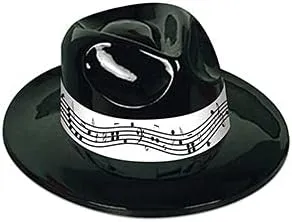 Beistle 66036-BK Plastic Fedora Hat with Music Band, Black - One Size - Pack of 25