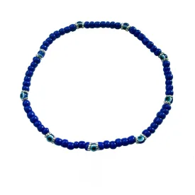 Blue Evil Eye Beaded 9" Stretch Anklet