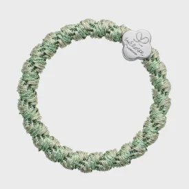By Eloise Bangle Band | Silver Quatrefoil | Woven Pistachio
