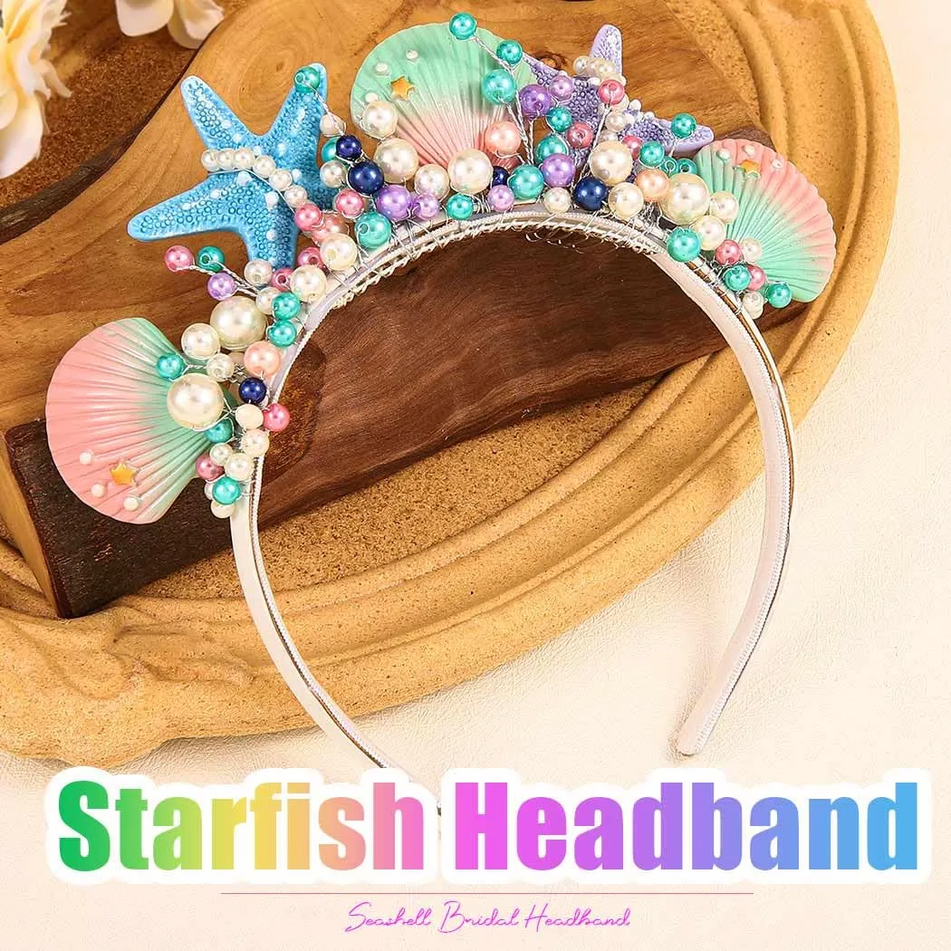 CASDRE Starfish Mermaid Headband Seashell Beach Wedding Hair Accessories Headpiece for Women