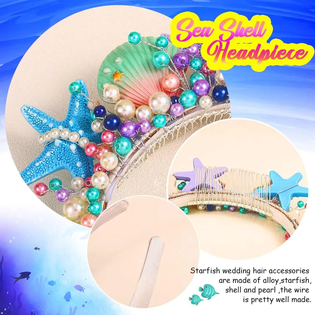 CASDRE Starfish Mermaid Headband Seashell Beach Wedding Hair Accessories Headpiece for Women