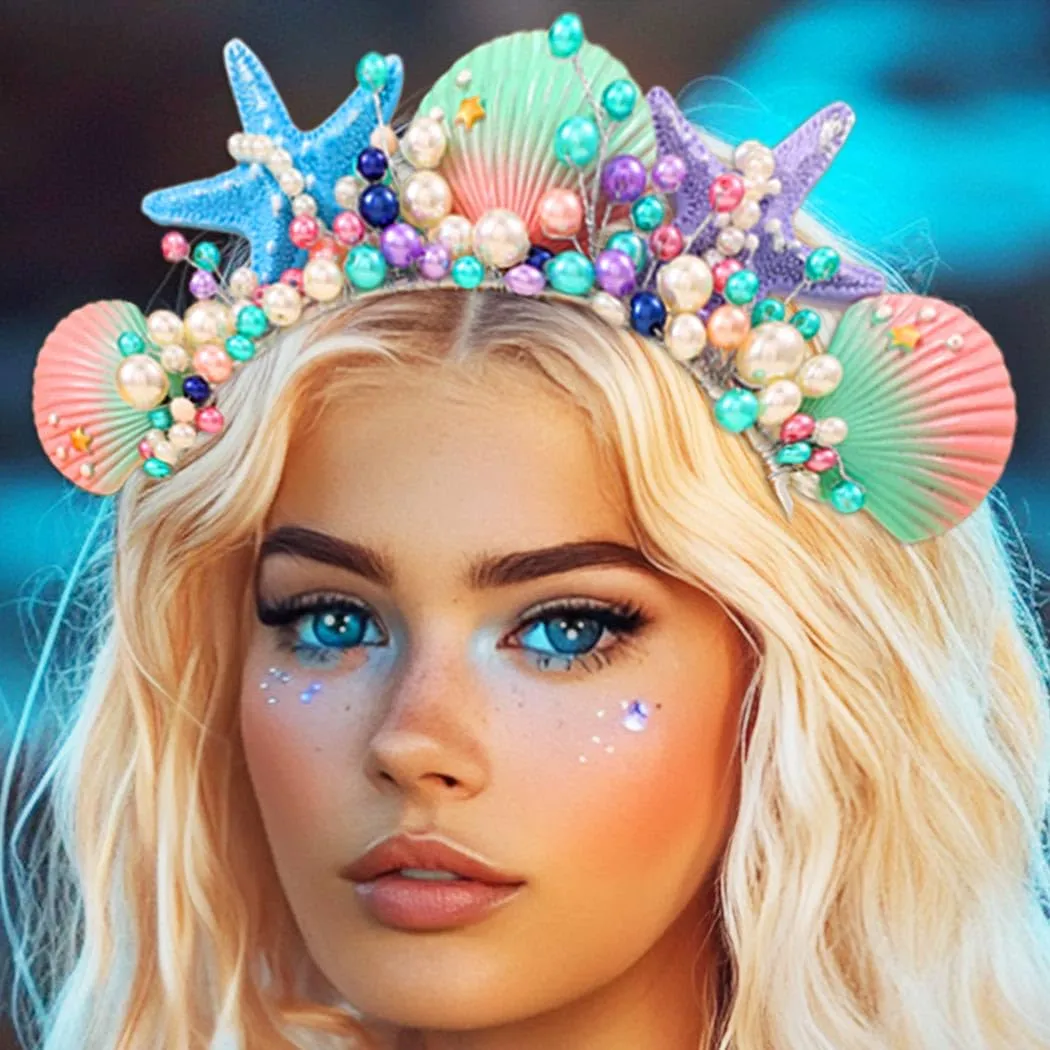 CASDRE Starfish Mermaid Headband Seashell Beach Wedding Hair Accessories Headpiece for Women