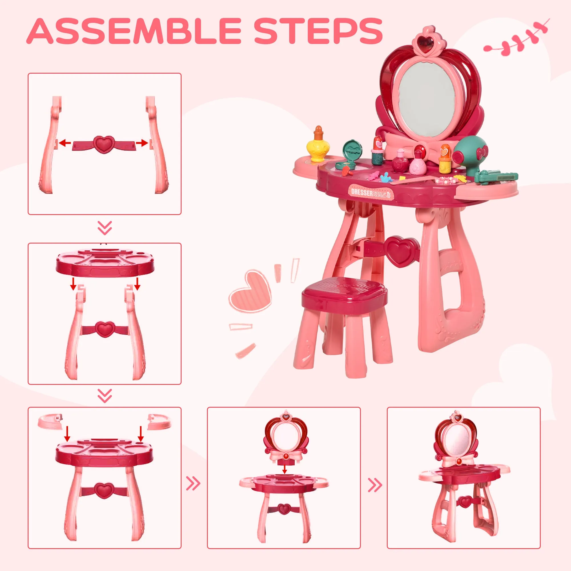 Children's 36 Pcs Beauty Dressing Table & Stool