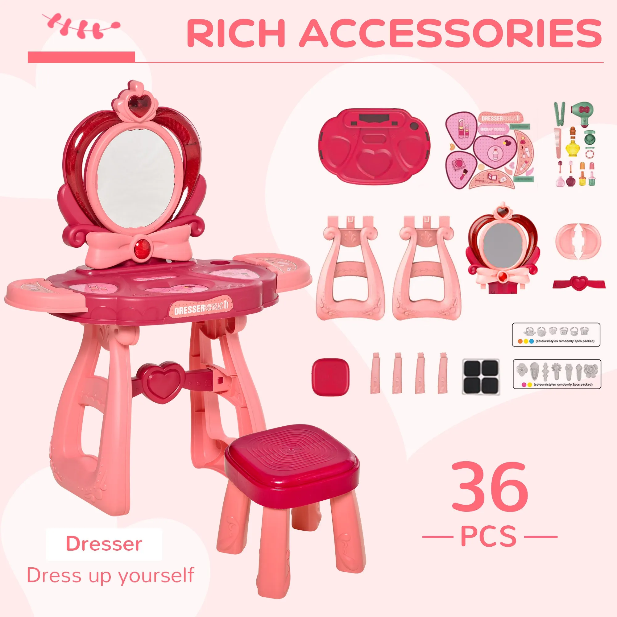 Children's 36 Pcs Beauty Dressing Table & Stool