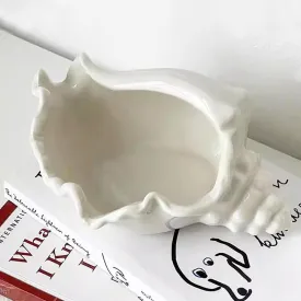 Conch Shell Tea Light Candle Holder, Shell Jewelry Dish, Ocean Coastal Beach Themed Ceramic White Sea Shell Jewelry Tray Dish Candy Dish Key Holder for Table Home Party D??cor