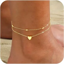 Dainty Ankle Bracelets Layered Anklets Bracelet Waterproof Adjustable Link Anklet Set Jewelry Gifts for Mom Women Friend
