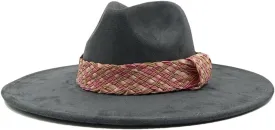 Decal Suede Hat Wide Brim Fedora Hat Men's and Women's Jazz Hat Suede Fedoras Sombrero 35 56-58cm, Medium