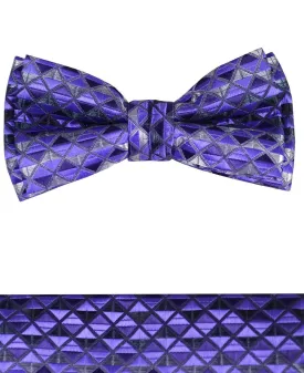 Deep Purple Boys Bow Tie and Pocket Square Set, Pre-tied