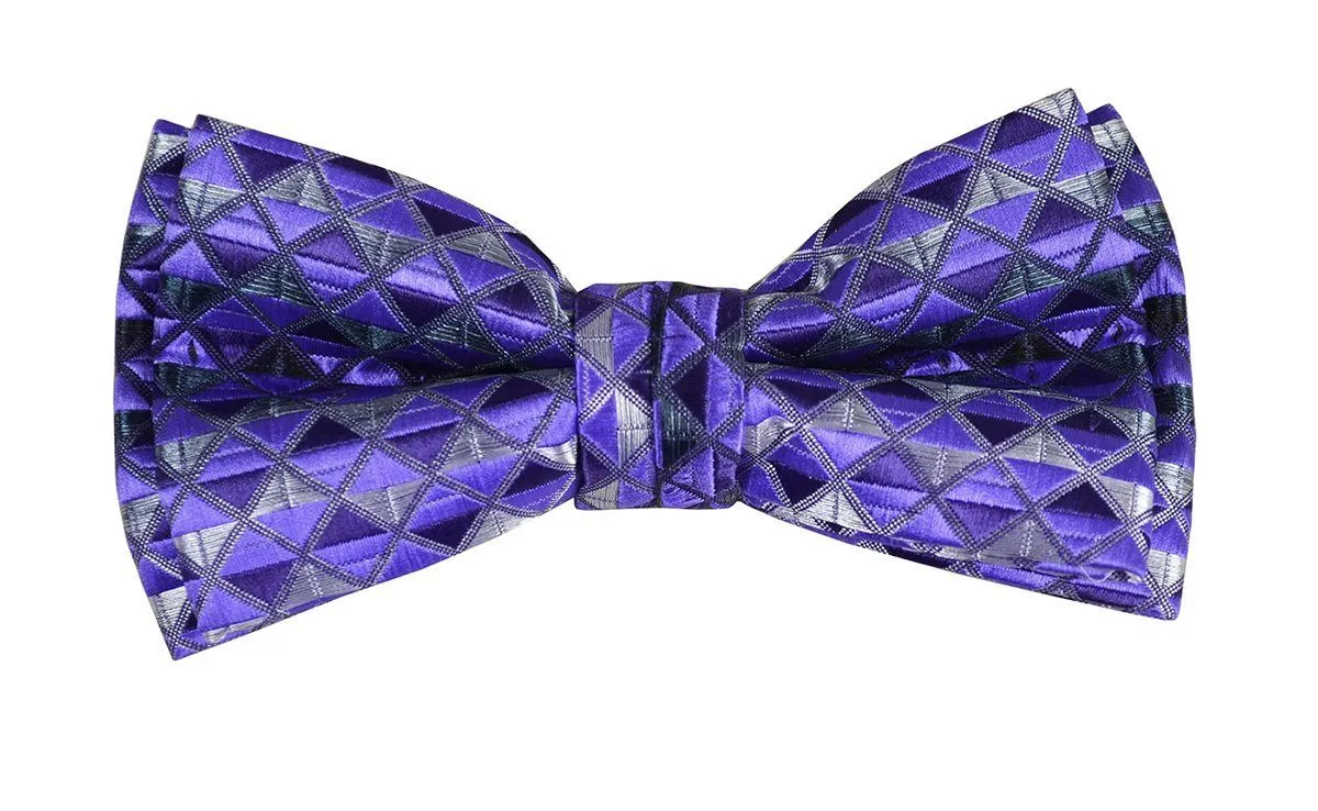 Deep Purple Boys Bow Tie and Pocket Square Set, Pre-tied