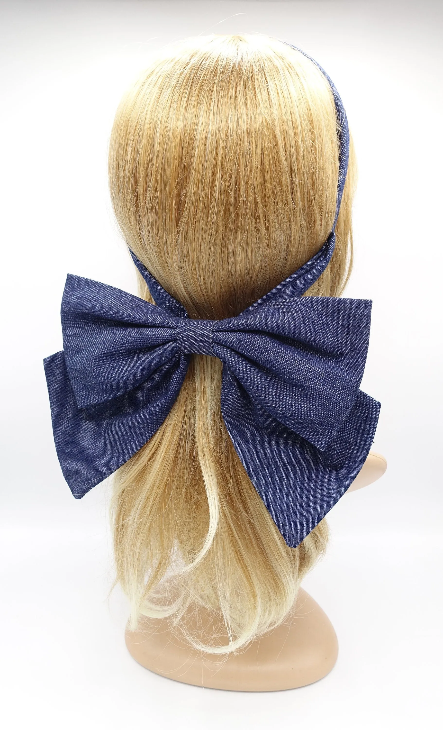 denim hair bow, denim headband, bowheadband for women