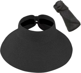 DOOVID Womens Summer Straw Hats Wide Brim Sun Hat UV Protection Visor Foldable Beach Hat for Women