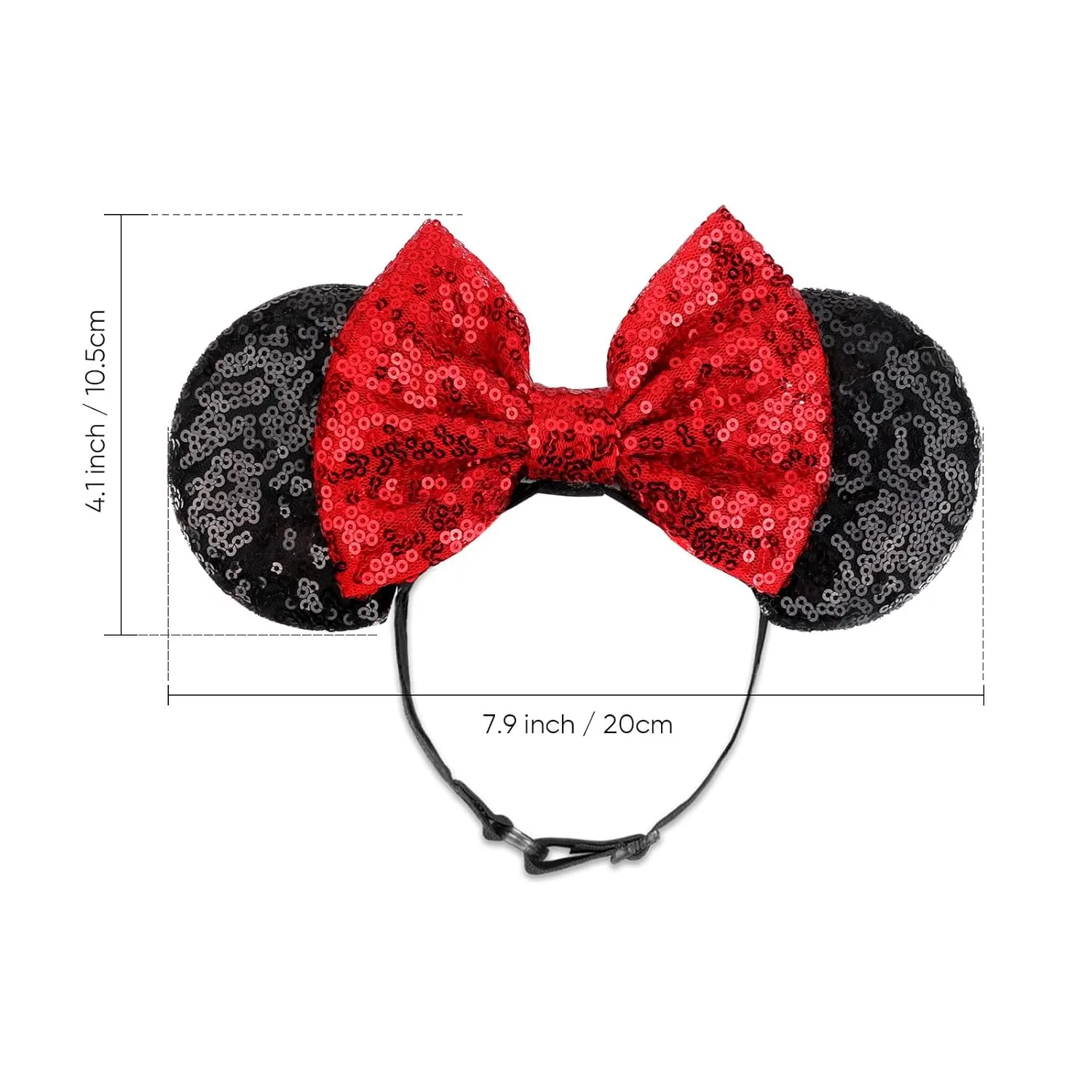 DRESHOW Minnie Ears Headbands Mouse Ears Sequin Bow Headbands Elastic Adjustable Headband Glitter Party Decoration Cosplay Costume for Women Girls