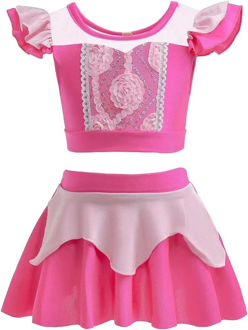 DYMCII Girls Princess Swimwear Two-Piece Tankini Set Bathing Suits Outdoors Beach Surfing Water Park Summer Swimsuits