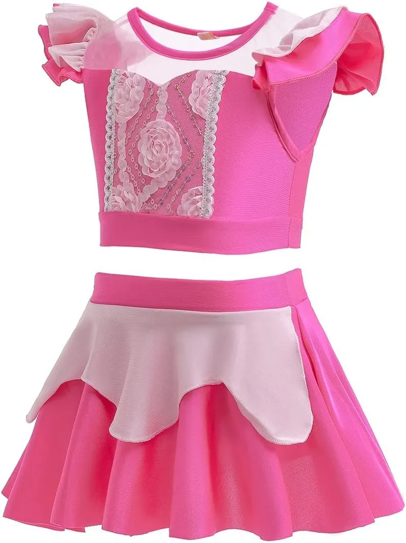 DYMCII Girls Princess Swimwear Two-Piece Tankini Set Bathing Suits Outdoors Beach Surfing Water Park Summer Swimsuits