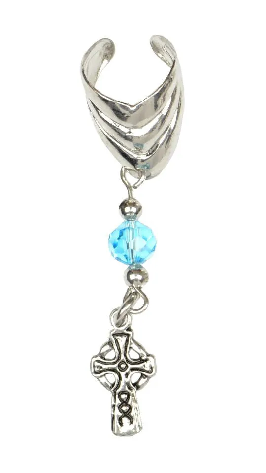 Ear Cuff With Charm Cross - Silver