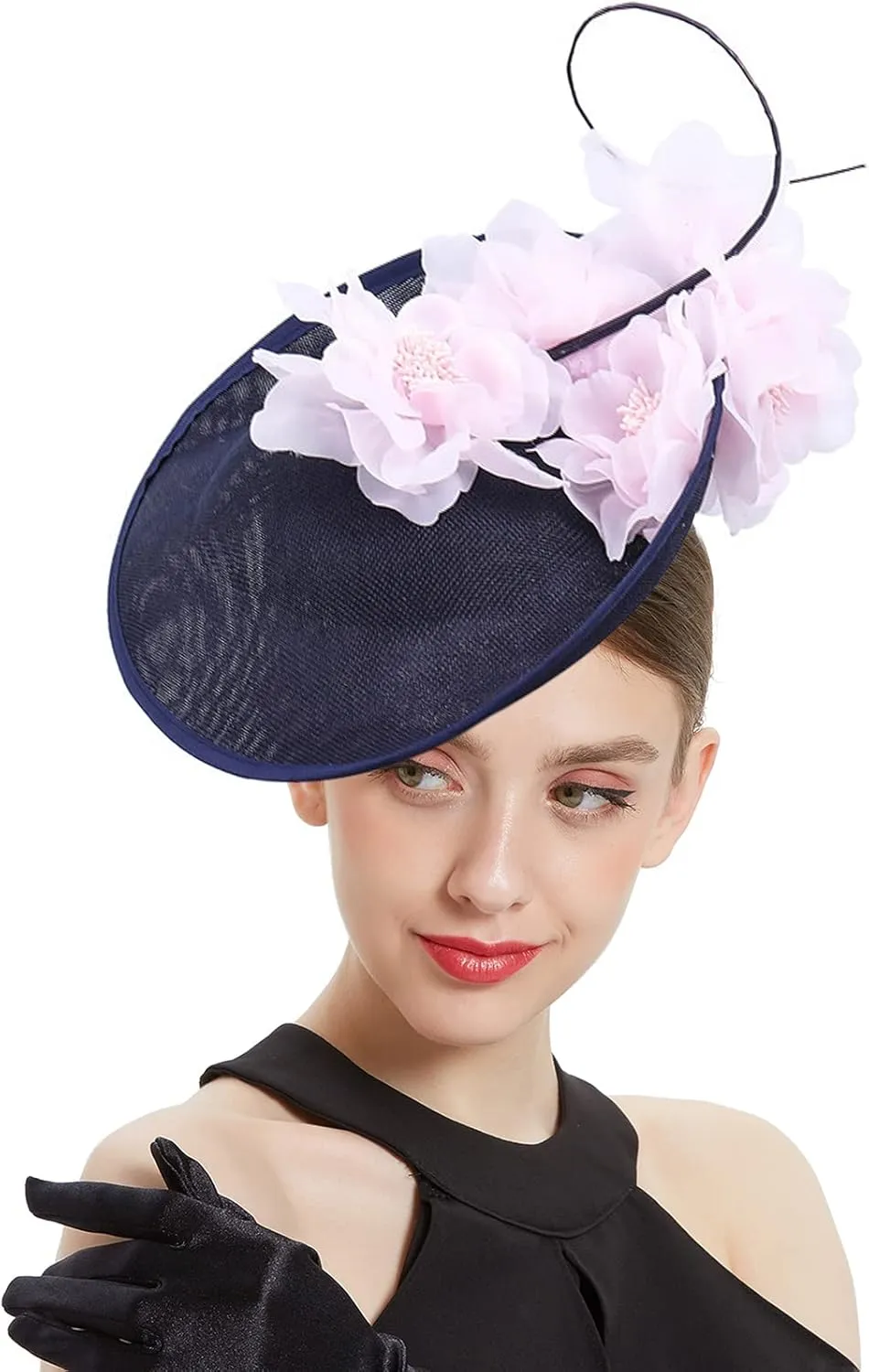 Fascinator Hats for Women Mesh Bow Rhinestone Feather Wedding Tea Party Derby Hat Clip Headband