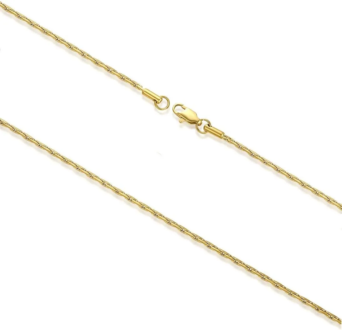 Gold Plated Thin Chain for Women, 14K Real Gold Plated 1.8mm Surgical Stainless Steel Chain Neclace for Men and Women