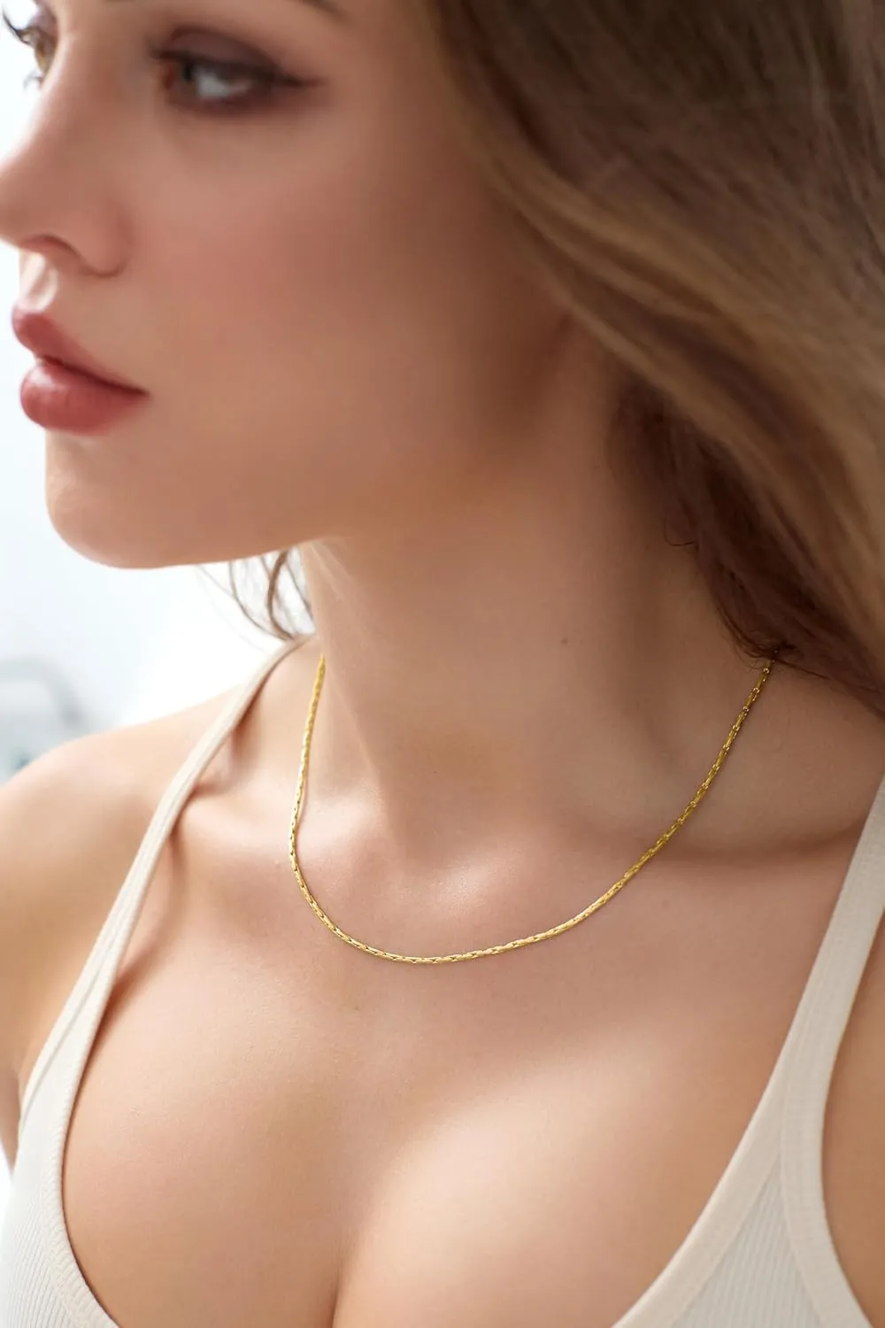 Gold Plated Thin Chain for Women, 14K Real Gold Plated 1.8mm Surgical Stainless Steel Chain Neclace for Men and Women