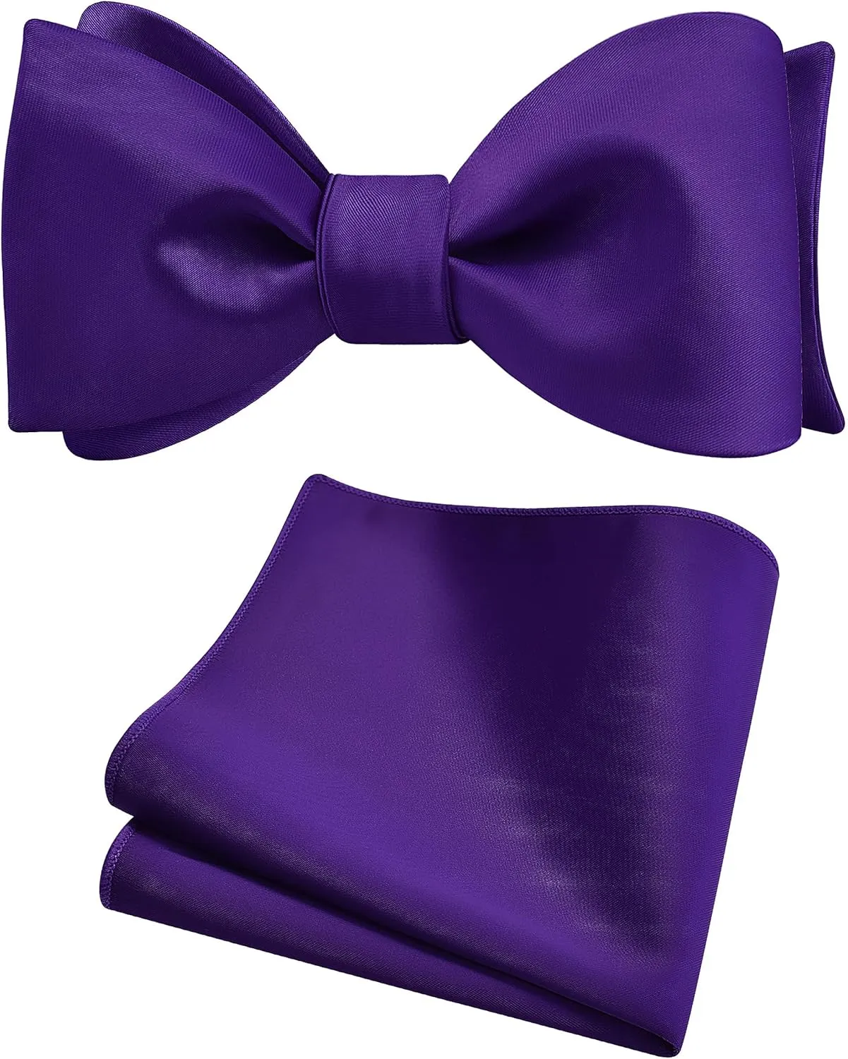 GUSLESON Mens Solid Color Bowties Self Tie Bow Tie Handkerchief for Men Satin Bowtie Pocket Square Set