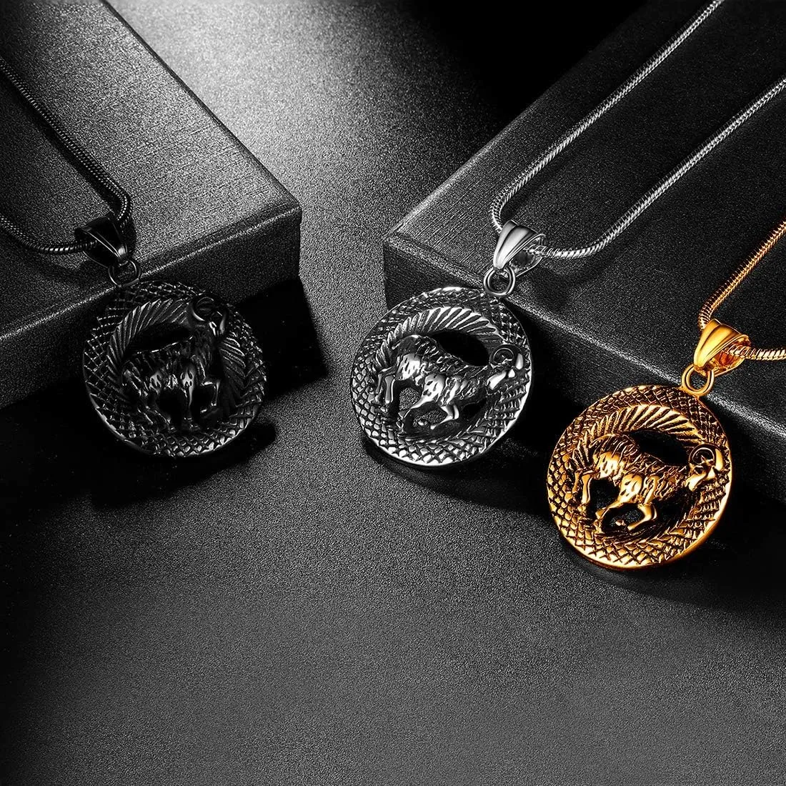 Hipunk 12 Constellation Necklace Zodiac Star Sign Horoscope Pendant 316L Stainless Steel Astrology Birthday Gifts Mens/Women Jewelry