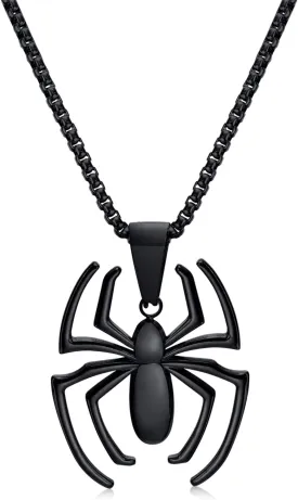 Hisatan Spiderman Gift Necklace Spider Pendant Necklace for Men, Silver/Gold/Black Stainless Steel Spider Chain Spider Man Christmas Gifts Jewelry for Spider-man Fans Men Women