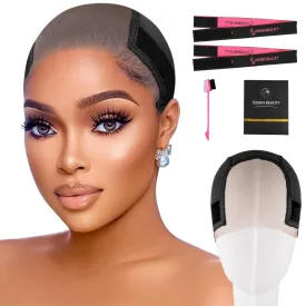 Lace Wig Grip Cap Women: 4x5 Transparent Swiss Lace Front - Non-slip Wig Gripper for Keeping Wigs In Place - Adjustable Elastic Headband with Velcro Black Net